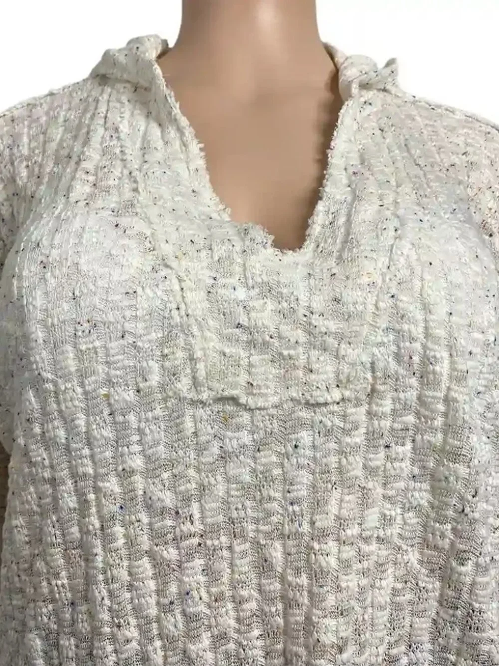 Free People Baja Babe Confetti Speckled Hacci Hoodie Sweater